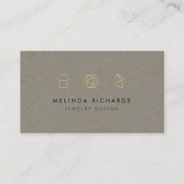 Cartão De Visita Logotipo Jewelry Design Khaki do moderno Gemstone 