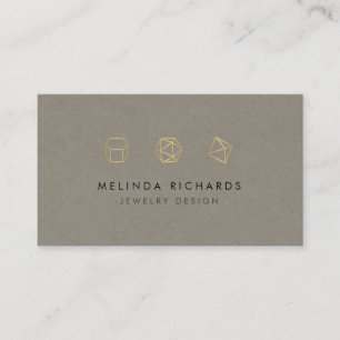 Cartão De Visita Logotipo Jewelry Design Khaki do moderno Gemstone 