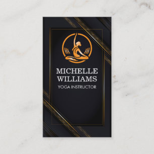 Cartão De Visita Logotipo Laranja Alongamento Yoga   Saúde Fitness