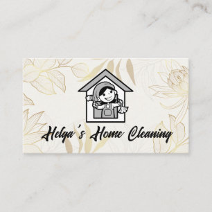 Cartão De Visita Logotipo Limpo Feliz   House Keeping