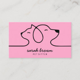 Cartão De Visita Logotipo Linear Rosa em Pó Cão Gato Pet