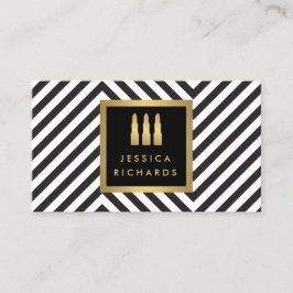 Cartão De Visita Logotipo Lipstick Trio Beleza do Padrão Preto/Bran