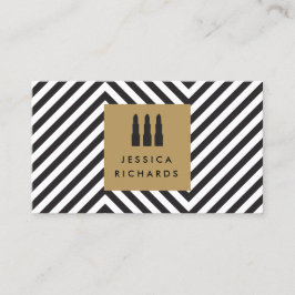 Cartão De Visita Logotipo lipstick trio com padrão preto/branco ret