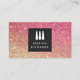Cartão De Visita Logotipo Lipstick Trio Makeup Artist Glitter Ombre