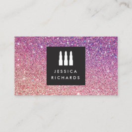 Cartão De Visita Logotipo Lipstick Trio Makeup Artista Glitter Ombr