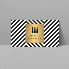 Cartão De Visita Logotipo lipstick trio no padrão preto/branco retr