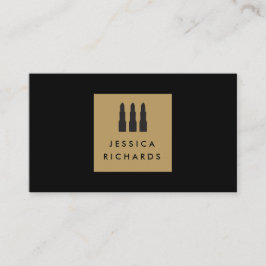 Cartão De Visita Logotipo Lipstick Trio para artista de maquiagem f