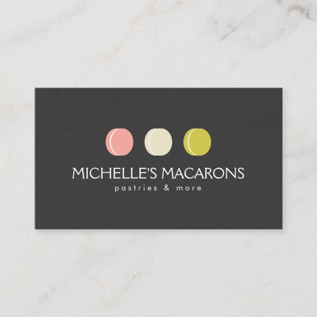 Cartão De Visita LOGOTIPO MACARON COOKIE TRIO para Bakery, Compro d (Frente)