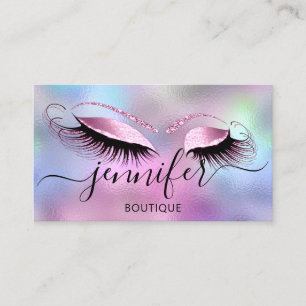 Cartão De Visita Logotipo Makeup Boutique Lash Studio Hológrafo Ros