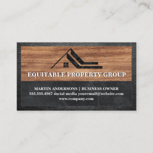 Cartão De Visita Logotipo Marble do agente imobiliário Couro De M