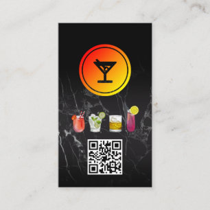 Cartão De Visita Logotipo Martini Cocktail   Código QR