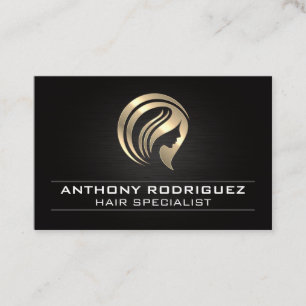 Cartão De Visita Logotipo Metálico Dourado do Cabelo
