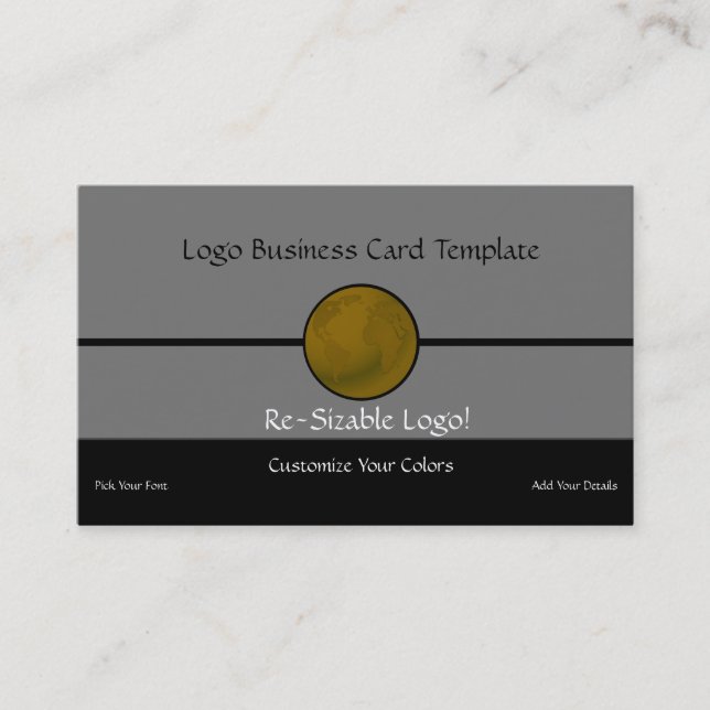 Cartão De Visita Logotipo Metálico Dourado Planeta Terra (Frente)