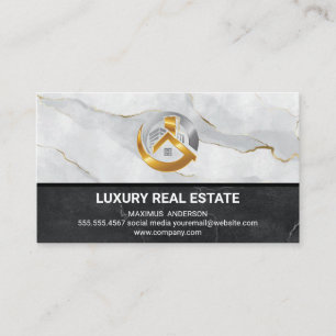 Cartão De Visita Logotipo Metálico Imobiliário   Marble