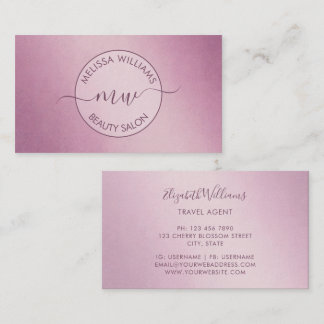 Cartão De Visita Logotipo Metálico Rosa