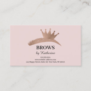 Cartão De Visita Logotipo Micorblading Eyebrow Aftercare Crown Rosa