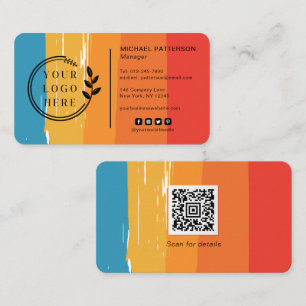 Cartão De Visita Logotipo Mídia social Código QR Trilhas de Vintage