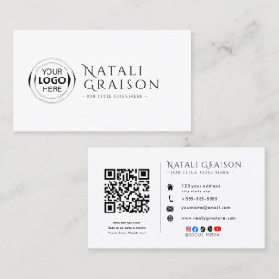 Cartão De Visita Logotipo Minimalista Corporativo de Pequena Empres