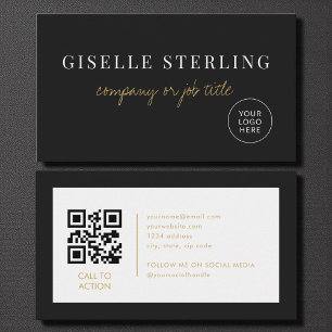 Cartão De Visita Logotipo Minimalista da Empresa Código QR