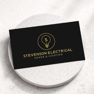 Cartão De Visita Logotipo Minimalista da Empresa de Eletricista Pre