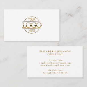 Cartão De Visita Logotipo Minimalista de Empresa em Ouro Branco Pro