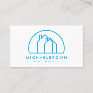 Cartão De Visita Logotipo Minimalista Duas Casas Meio Círculo