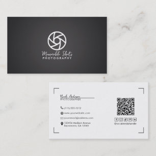Cartão De Visita Logotipo Minimalista Moderno Cinza Fotógrafo