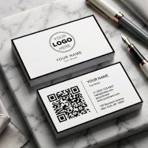 Logotipo Minimalista Moderno Código QR Preto Branc