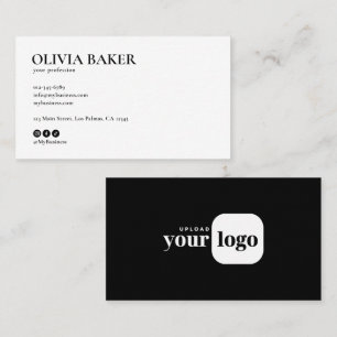 Cartão De Visita Logotipo Minimalista Moderno & Ícones para Redes S