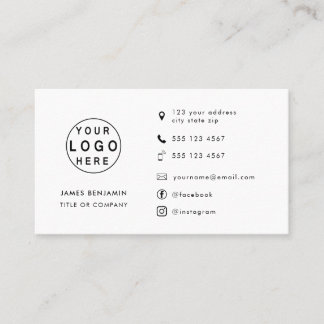 Cartão De Visita Logotipo minimalista moderno | Ícones personalizad