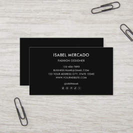 Cartão De Visita Logotipo Minimalista Moderno Preto e Branco Elegan