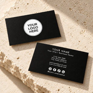 Cartão De Visita Logotipo Minimalista Moderno Profissional Preto