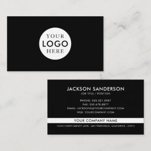 Cartão De Visita Logotipo Minimalista Moderno Profissional Preto e 