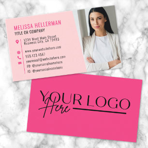 Cartão De Visita Logotipo Minimalista Moderno Rosa Feminino