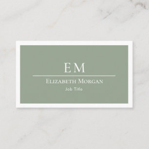 Cartão De Visita Logotipo Minimalista Moderno Verde Salvia Simples