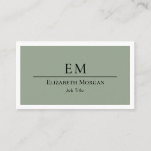 Cartão De Visita Logotipo Minimalista Moderno Verde Salvia Simples