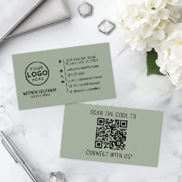 Cartão De Visita Logotipo Minimalista Profissional com Código QR na