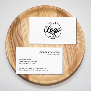 Cartão De Visita Logotipo Minimalista Simples Personalizado Branco