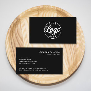 Cartão De Visita Logotipo Minimalista Simples Personalizado Preto