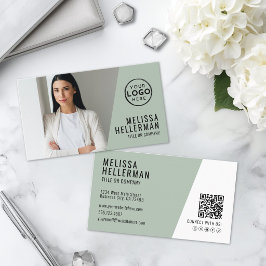 Cartão De Visita Logotipo Minimalista Verde Oliva Negrito Foto