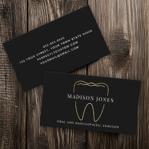 Cartão De Visita Logotipo mínimo de preto clássico e dentista Doura