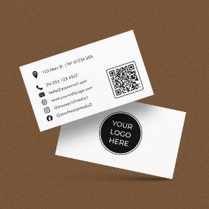 Cartão De Visita Logotipo Modernno Básico de Mídia Social Escaneáve
