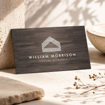 Logotipo Moderno Abstrato de Casa em Woodgrain Esc