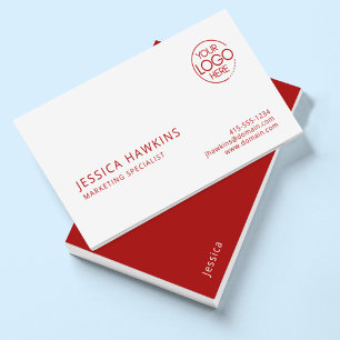 Cartão De Visita Logotipo Moderno Chic Crimson Red Professional