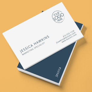 Cartão De Visita Logotipo Moderno Chic Indigo Blue Professional