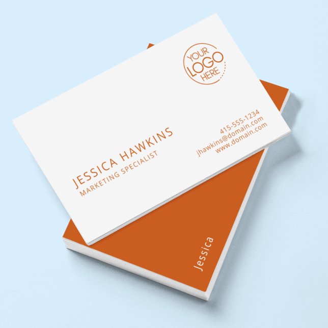 Cartão De Visita Logotipo Moderno Chic - Laranja Escuro (Criador carregado)