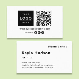 Cartão De Visita Logotipo Moderno Código QR Mídia Social