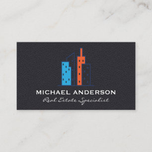 Cartão De Visita Logotipo Moderno de Imóveis   Couro