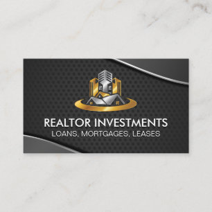Cartão De Visita Logotipo Moderno de Imóveis Propriedades Comerci