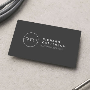 Cartão De Visita LOGOTIPO MODERNO do ELETRICISTA nas CINZAS II da